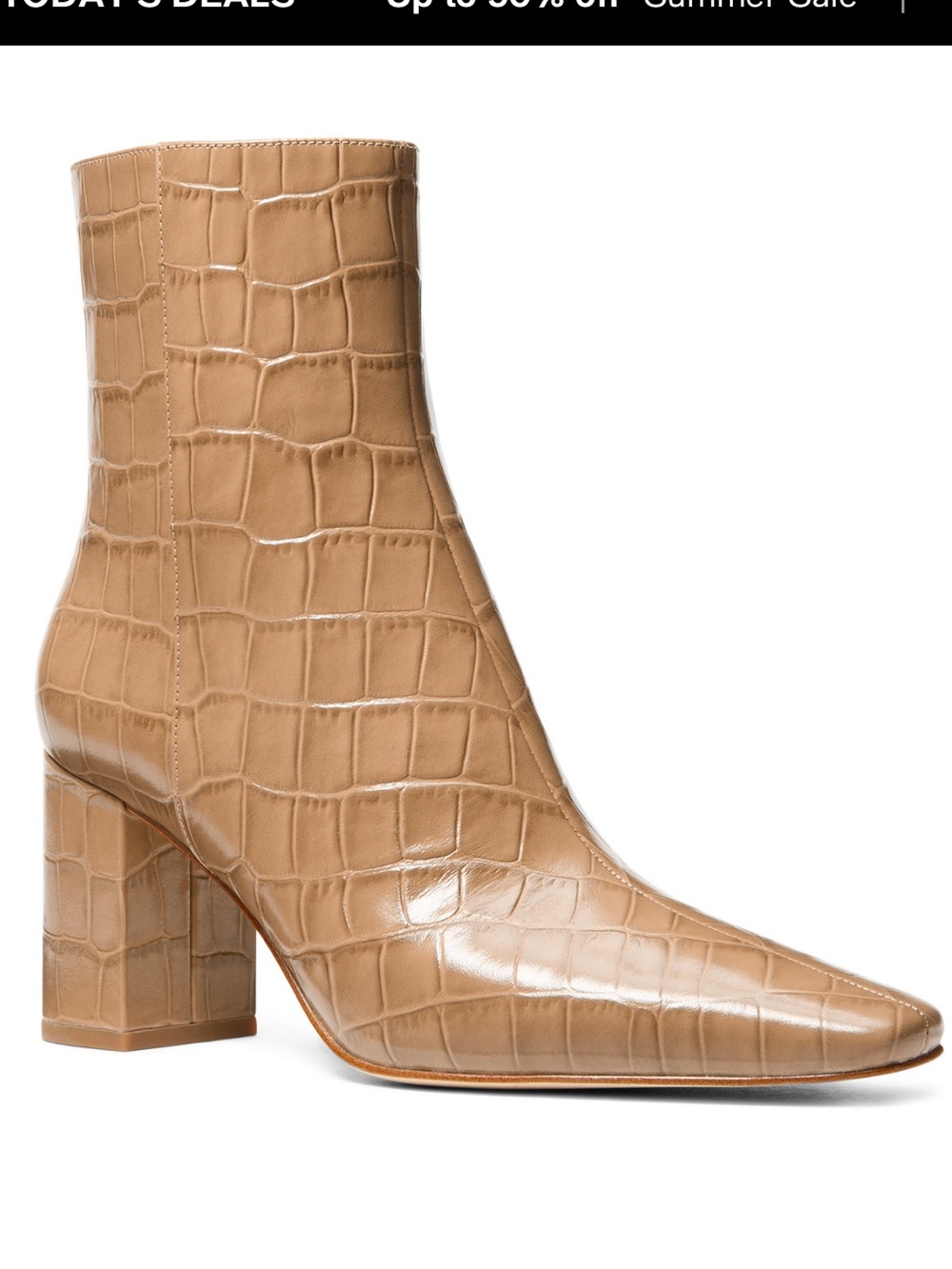 Michael Kors Women’s Elise Block Heel Leather Booties - size 8 NEW!